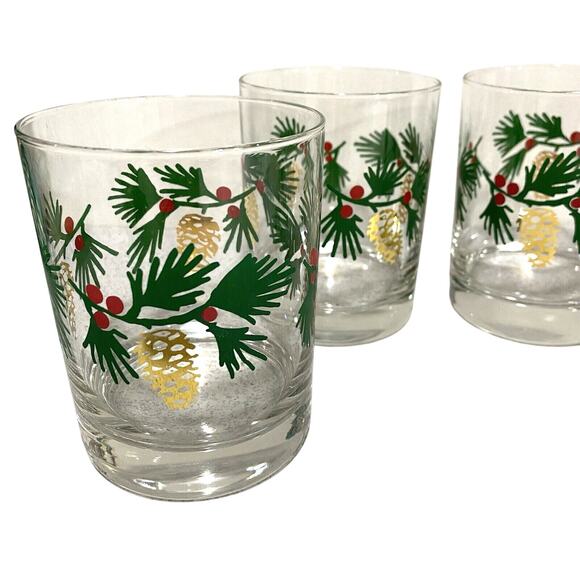 Crate & Barrel Pine Cone Double Old Fashioned Whiskey Drink Glasses Set of 4 - Picture 2 of 8